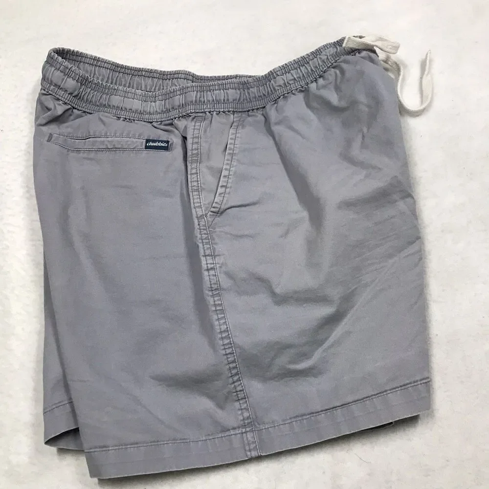 CHUBBIES Off Duty Shorts Men XL 34 Gray Elastic Waist Drawstring Pockets Cotton